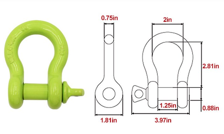 Towing shackle design